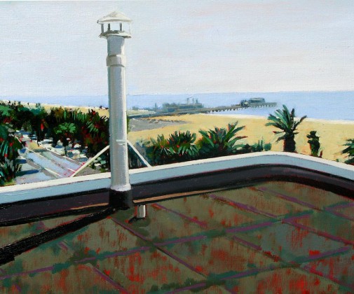 Shangri la Hotel Santa Monica 1 oil on canvas