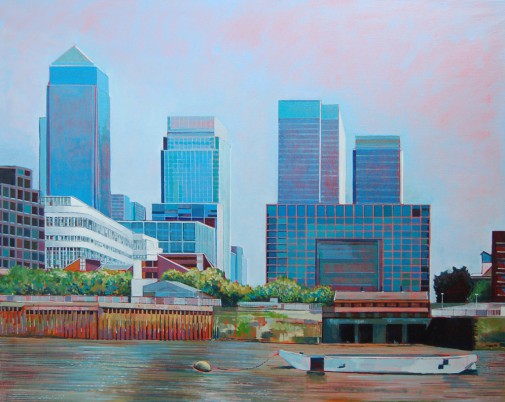 Abandoned barge Canary Wharf